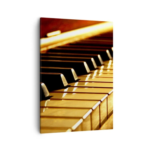Quadro su tela - Stampe su Tela - Tastiera di pianoforte illuminata da luce dorata - 50x70cm - Possibilità illimitate - Decorazione murale moderna per soggiorno e camera da letto ARTTOR