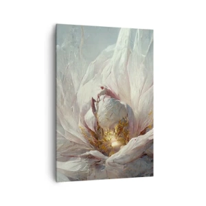 Quadro su tela - Stampe su Tela - Un delicato fiore bianco con sottili accenti dorati - 70x100cm - Fiorisce ogni cento anni - Decorazione murale moderna per soggiorno e camera da letto ARTTOR