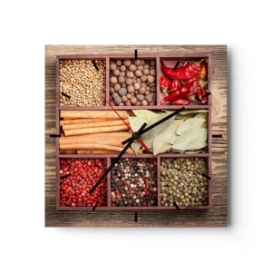 Orologio da parete - Orologio in Vetro - Ordine delle forme, bouquet degli aromi - 40x40 cm