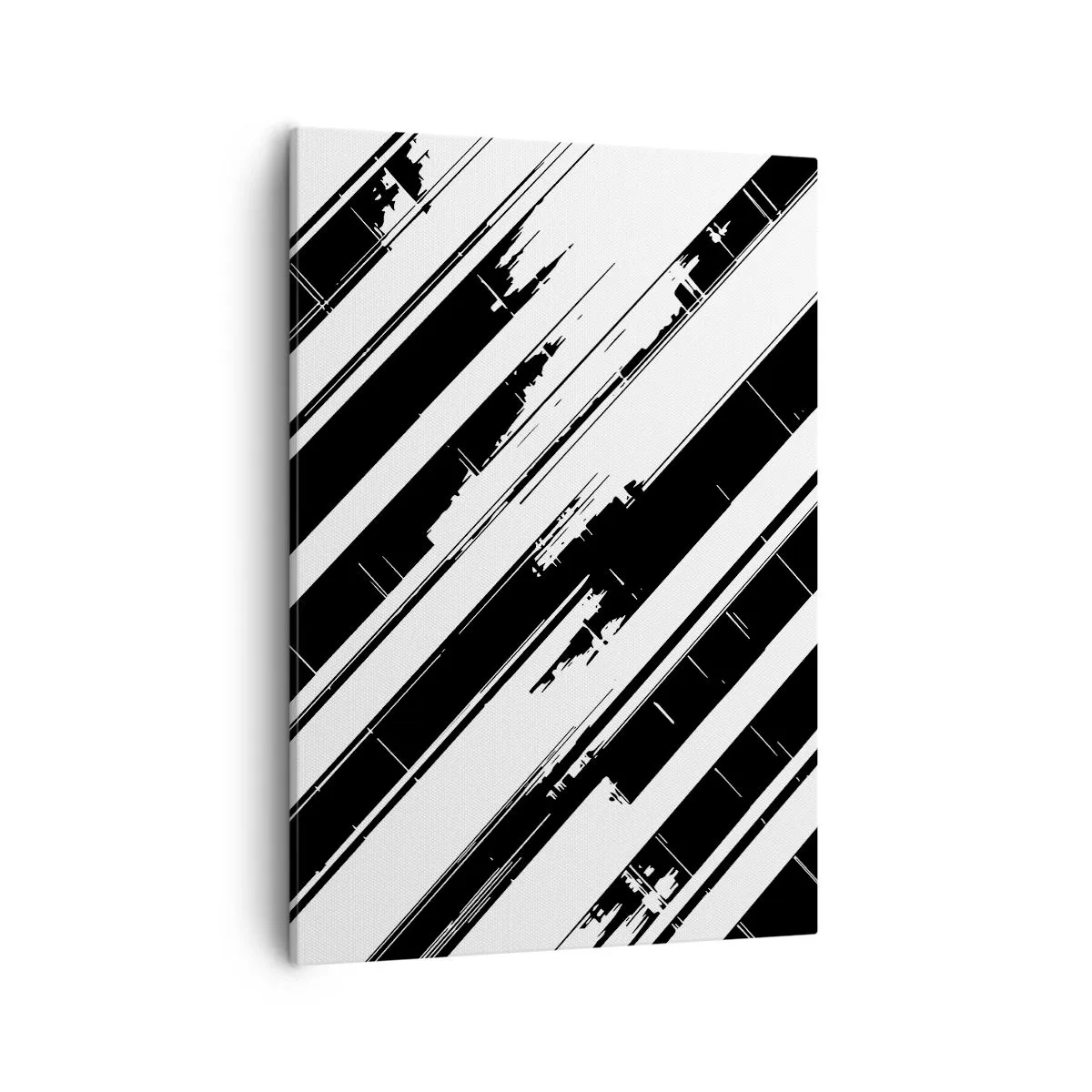 Quadro su tela - Stampe su Tela - Linee in bianco e nero e motivi geometrici in stile moderno - 50x70cm - Composizione intensa e dinamica - Decorazione murale moderna per soggiorno e camera da letto ARTTOR