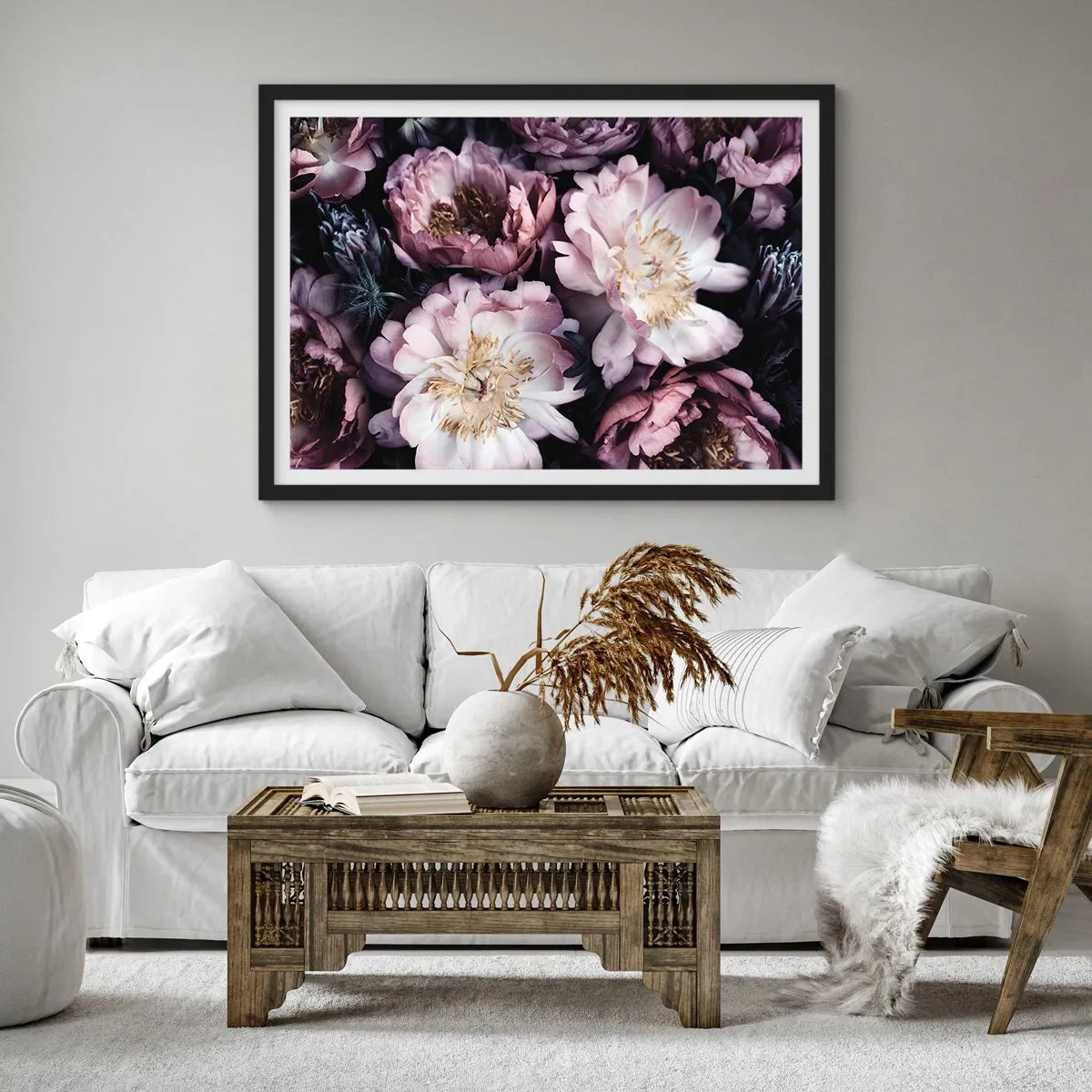 Poster in cornice nera - Bouquet nel vecchio stile - 40x30 cm