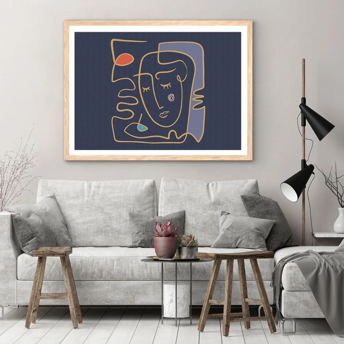 Poster in cornice rovere chiaro - Pensierosa - 91x61 cm