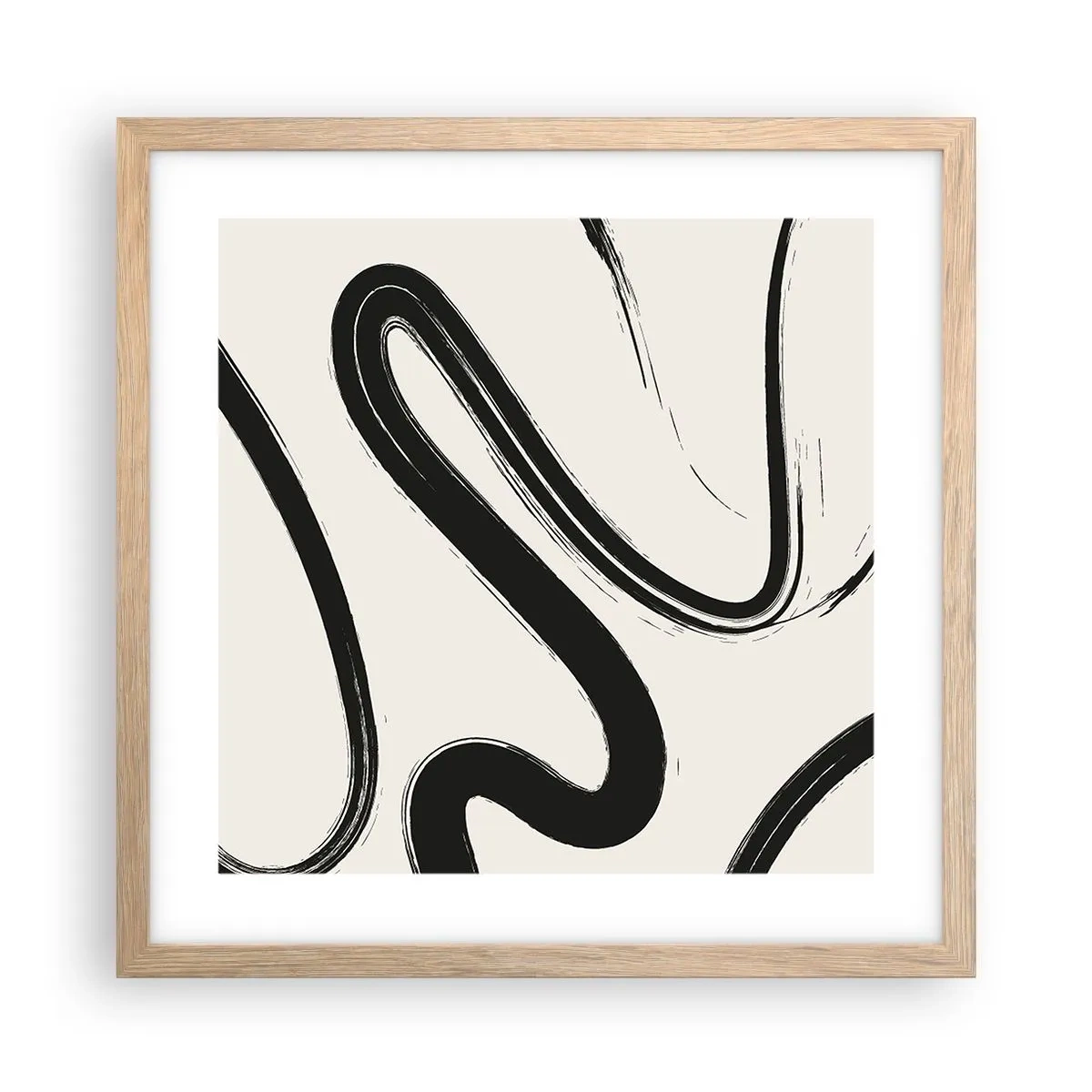 Poster in cornice rovere chiaro - Capriccio bianco e nero - 40x40 cm