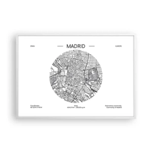 Poster in cornice bianca - Anatomia di Madrid - 100x70 cm