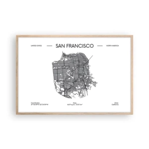 Poster in cornice rovere chiaro - Anatomia di San Francisco - 91x61 cm