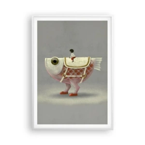 Poster in cornice bianca - Il cavaliere del pesce - 70x100 cm