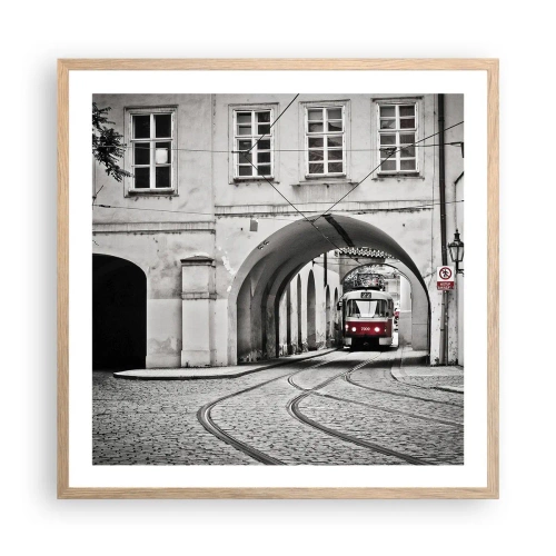 Poster in cornice rovere chiaro - Attraverso il labirinto cittadino - 60x60 cm