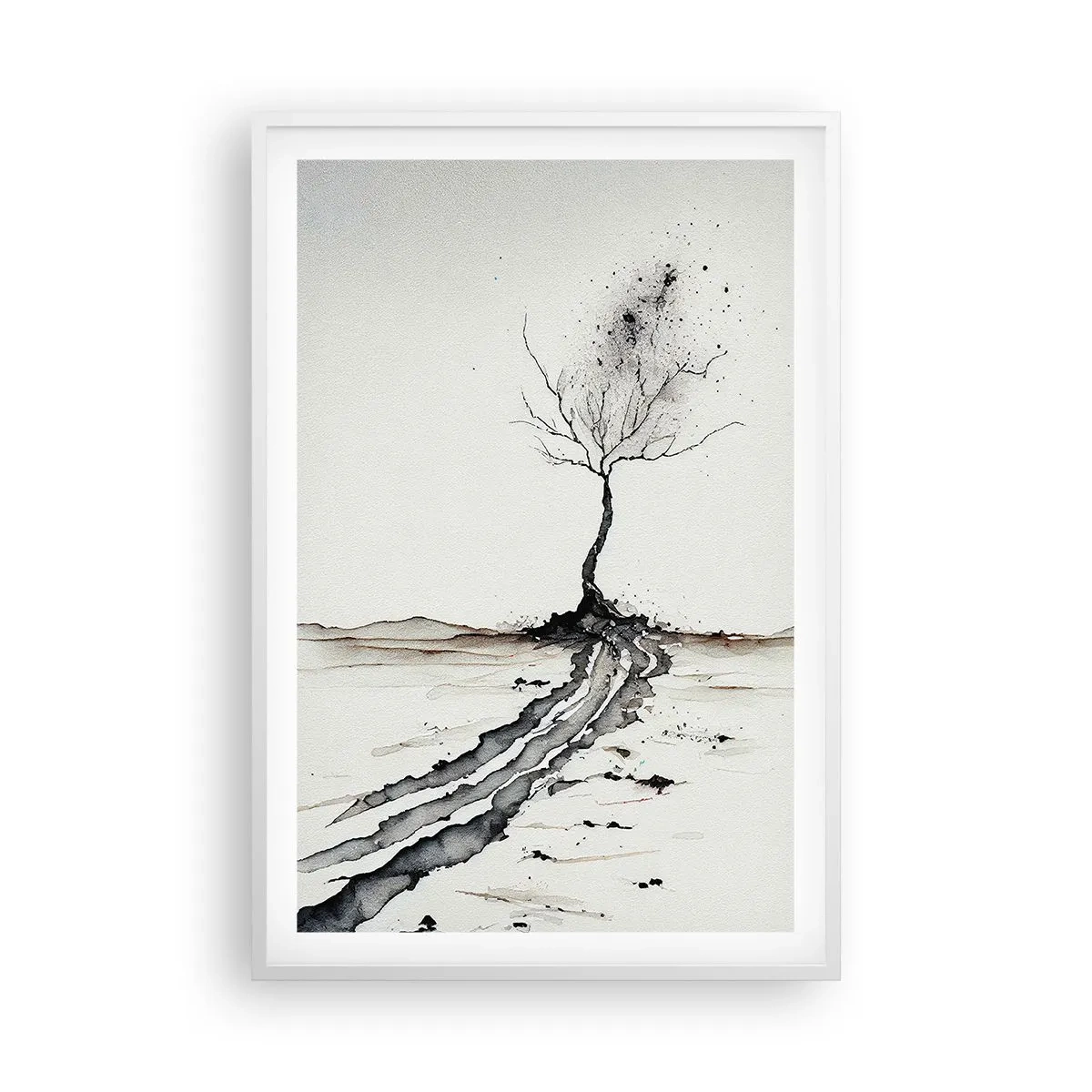 Poster in cornice bianca - Malinconia invernale - 61x91 cm