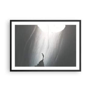 Poster in cornice nera - Sagoma di un uomo sul pavimento di una grotta con vista sulla luce - 70x50cm - C'è sempre una via d'uscita - Decorazione murale moderna per soggiorno e camera da letto ARTTOR