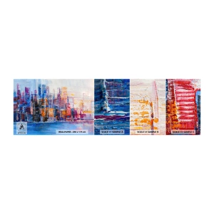 Campione di Fotomurale Adesivo Deluxe Sticker - Metropoli gioiosa - Città, Architettura, Grattacieli - 100x30 cm