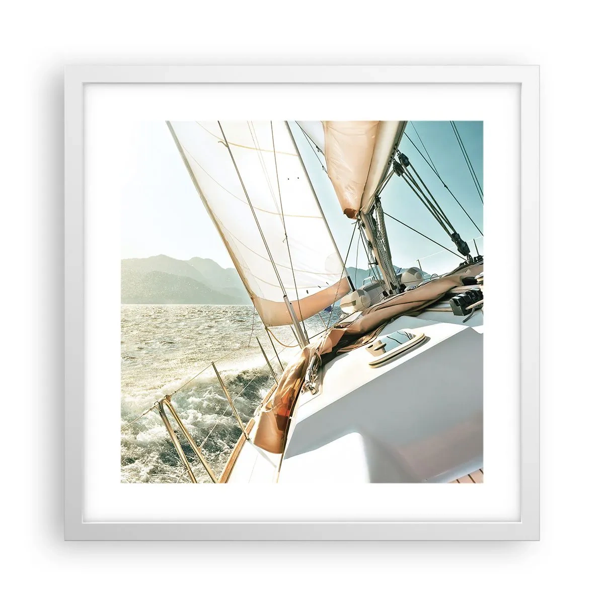 Poster in cornice bianca - A vele spiegate - 40x40 cm