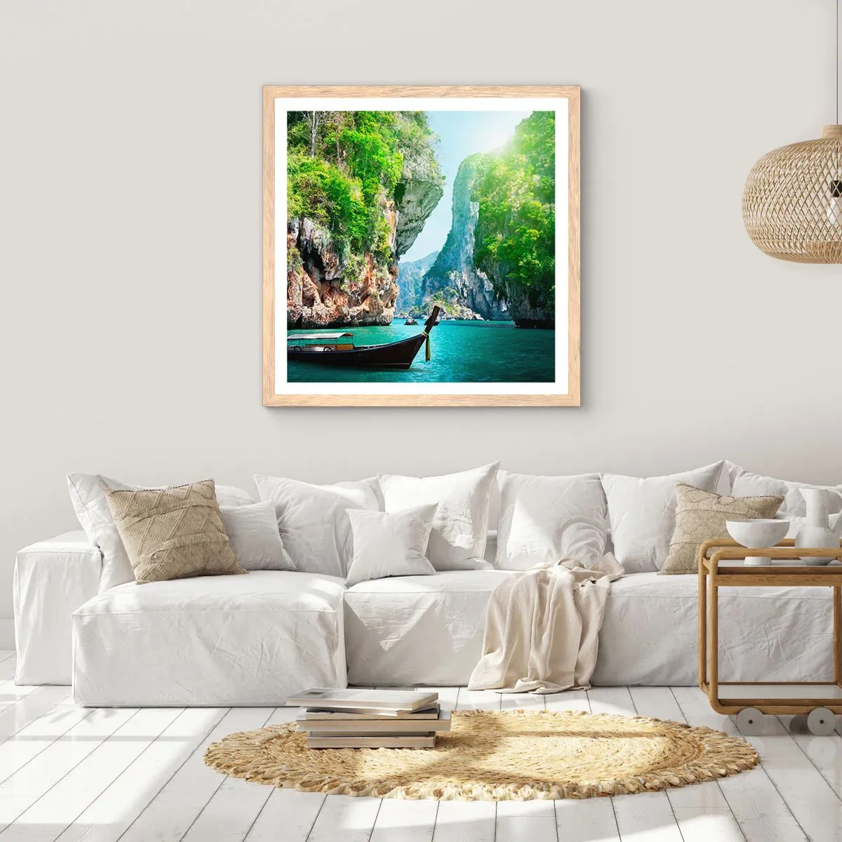 Poster in cornice rovere chiaro - Invito a un viaggio esotico - 40x40 cm