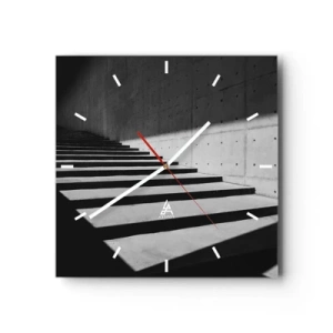 Orologio da parete - Orologio in Vetro - Scale in stile minimalista in bianco e nero - 30x30cm - La bellezza severa del modernismo - Decorazione murale moderna per soggiorno e camera da letto ARTTOR