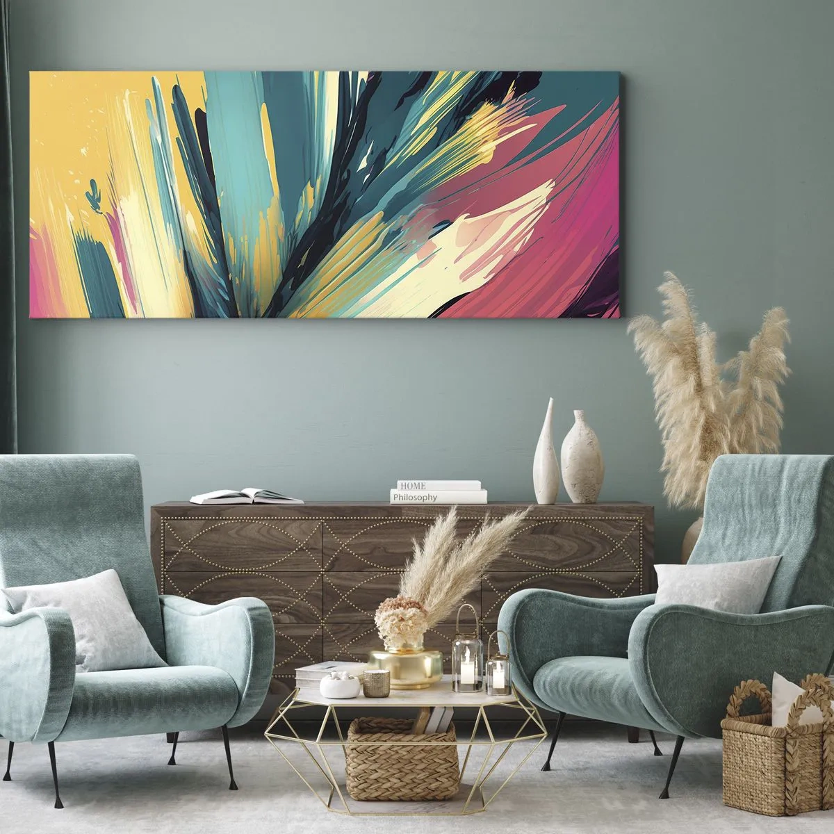 Quadro su tela - Stampe su Tela - Composizione: esplosione di gioia - 100x40 cm