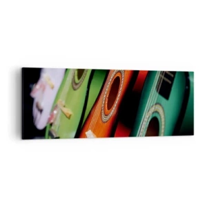 Quadro su tela - Stampe su Tela - Chitarre colorate in diverse tonalità disposte in fila - 140x50cm - La chitarra ha molti colori - Decorazione murale moderna per soggiorno e camera da letto ARTTOR