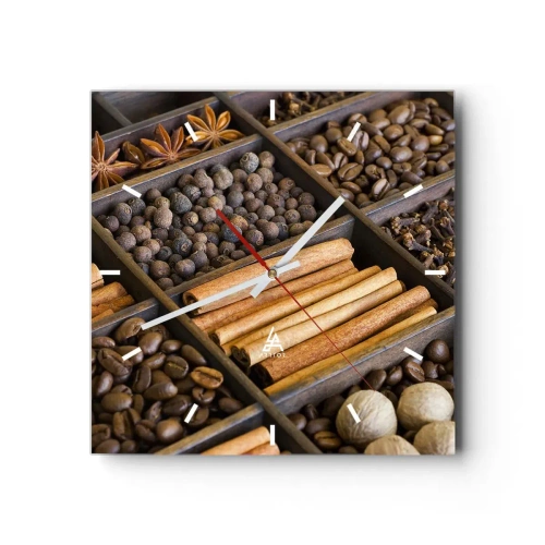 Orologio da parete - Orologio in Vetro - Il tesoro degli aromi - 40x40 cm
