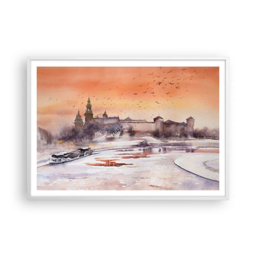 Poster in cornice bianca - Tramonto reale - 100x70 cm