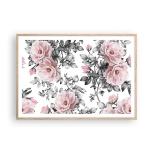 Poster in cornice rovere chiaro - Perdersi tra le rose - 100x70 cm