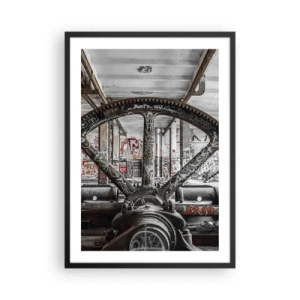 Poster in cornice nera - Macchina per graffiti industriali in una fabbrica abbandonata - 50x70cm - La vita segreta della fabbrica - Decorazione murale moderna per soggiorno e camera da letto ARTTOR