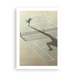 Poster - Un tennista in servizio in campo - 50x70cm - Sconfiggere se stesso - Decorazione murale moderna per soggiorno e camera da letto ARTTOR