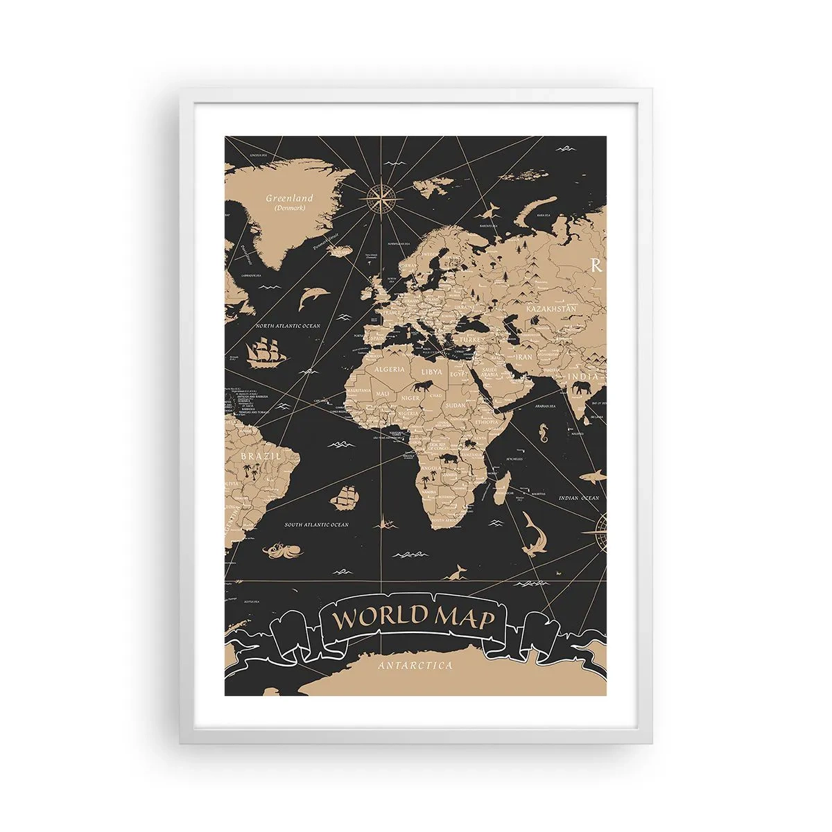Poster in cornice bianca - I confini del mio mondo - 50x70 cm