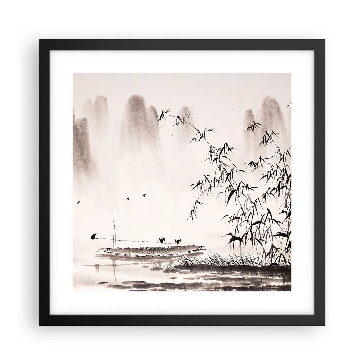 Poster in cornice nera - Il silenzio dei campi di riso - 40x40 cm