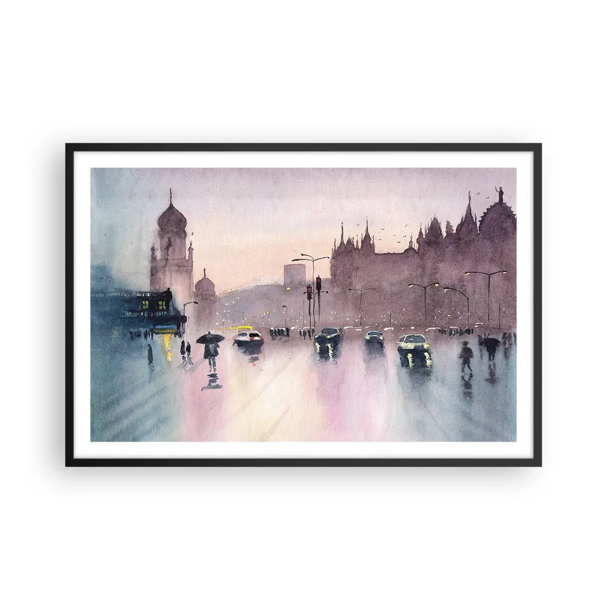 Poster in cornice nera - Nella nebbia piovigginosa - 91x61 cm