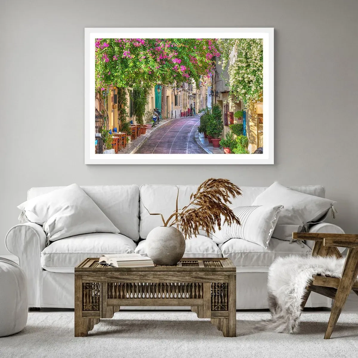 Poster in cornice bianca - Angolo fiorito - 70x50 cm