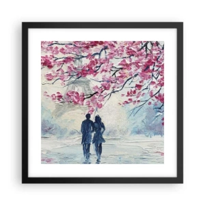 Poster in cornice nera - Passeggiata romantica - 40x40 cm