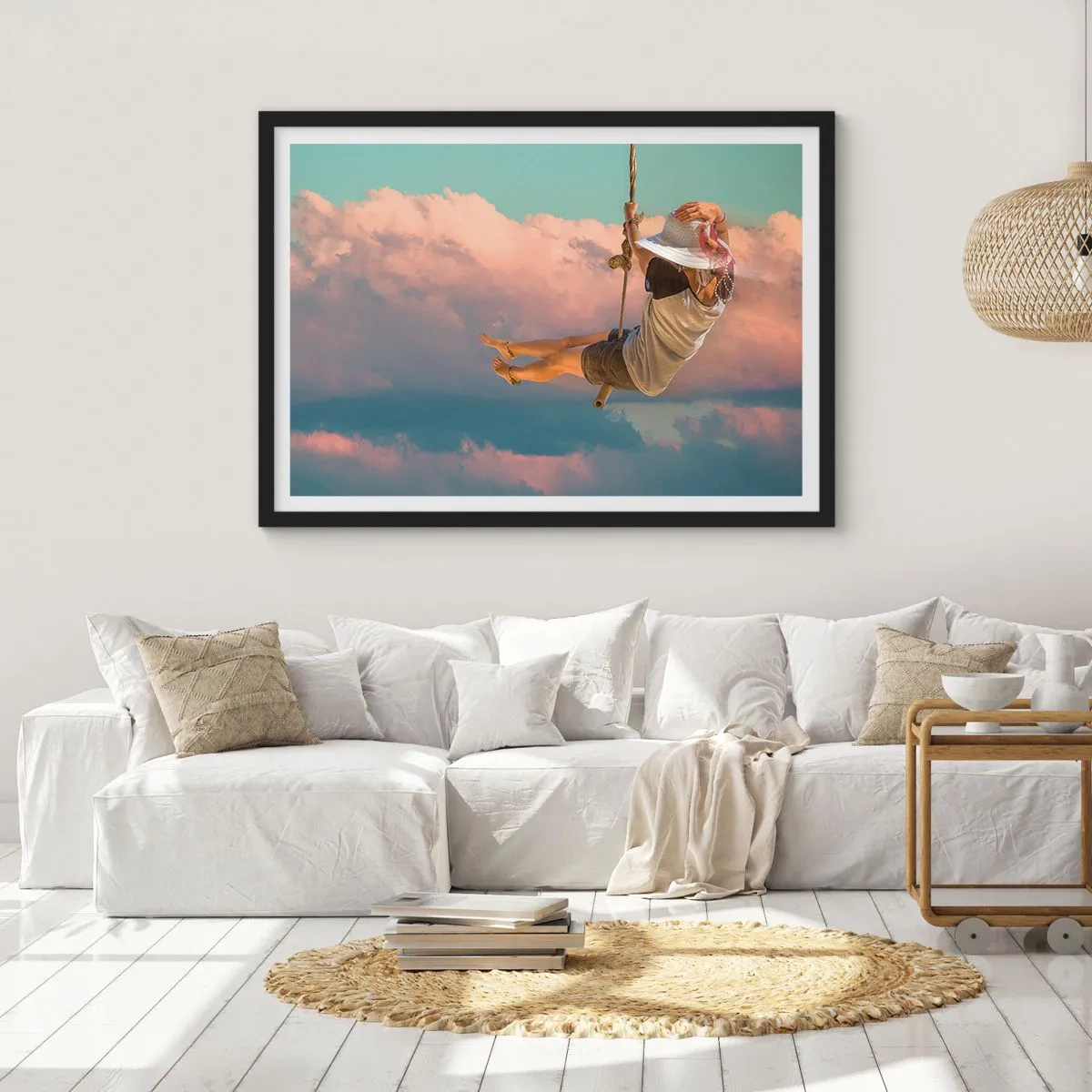 Poster in cornice nera - Divertimento tra le nuvole - 50x40 cm