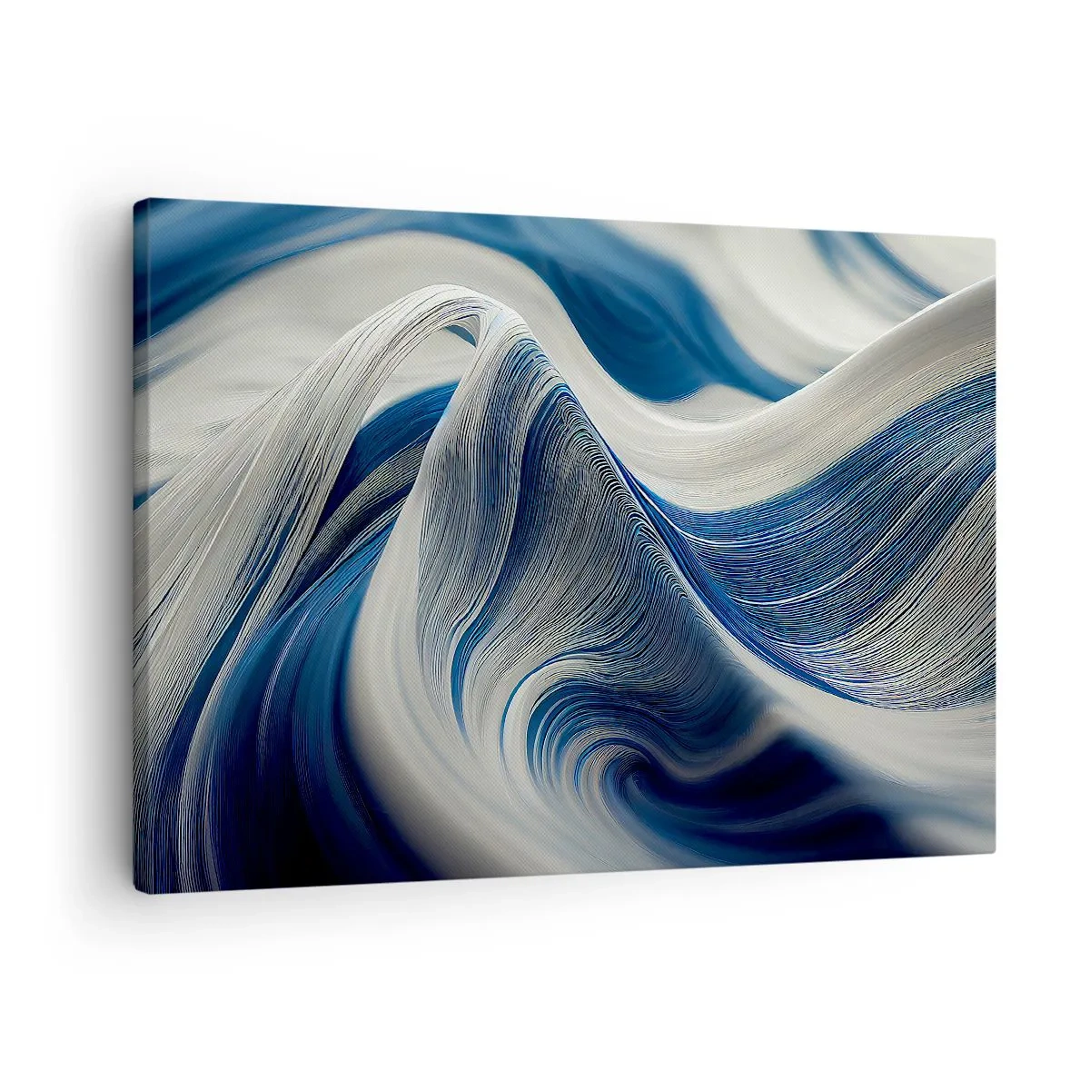 Quadro su tela - Stampe su Tela - Onde astratte nei toni del blu e del bianco - 70x50cm - Fluidità di blu e di bianco - Decorazione murale moderna per soggiorno e camera da letto ARTTOR
