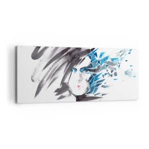 Quadro su tela - Stampe su Tela - Ritratto di sensualità in grigio e azzurro - 100x40 cm