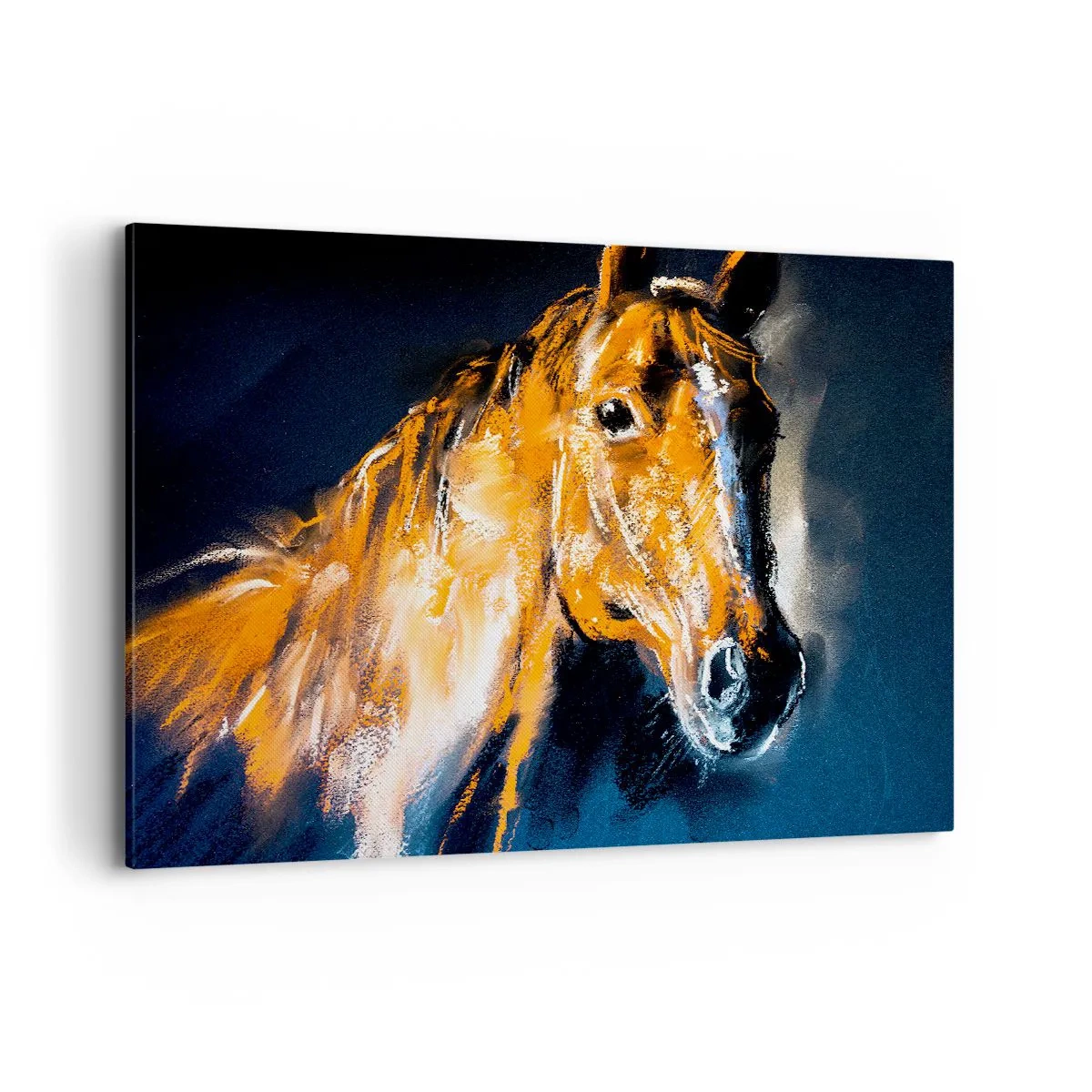 Quadro su tela - Stampe su Tela - Ritratto di un cavallo in stile dinamico e pittorico - 120x80cm - Allora, andiamo? - Decorazione murale moderna per soggiorno e camera da letto ARTTOR
