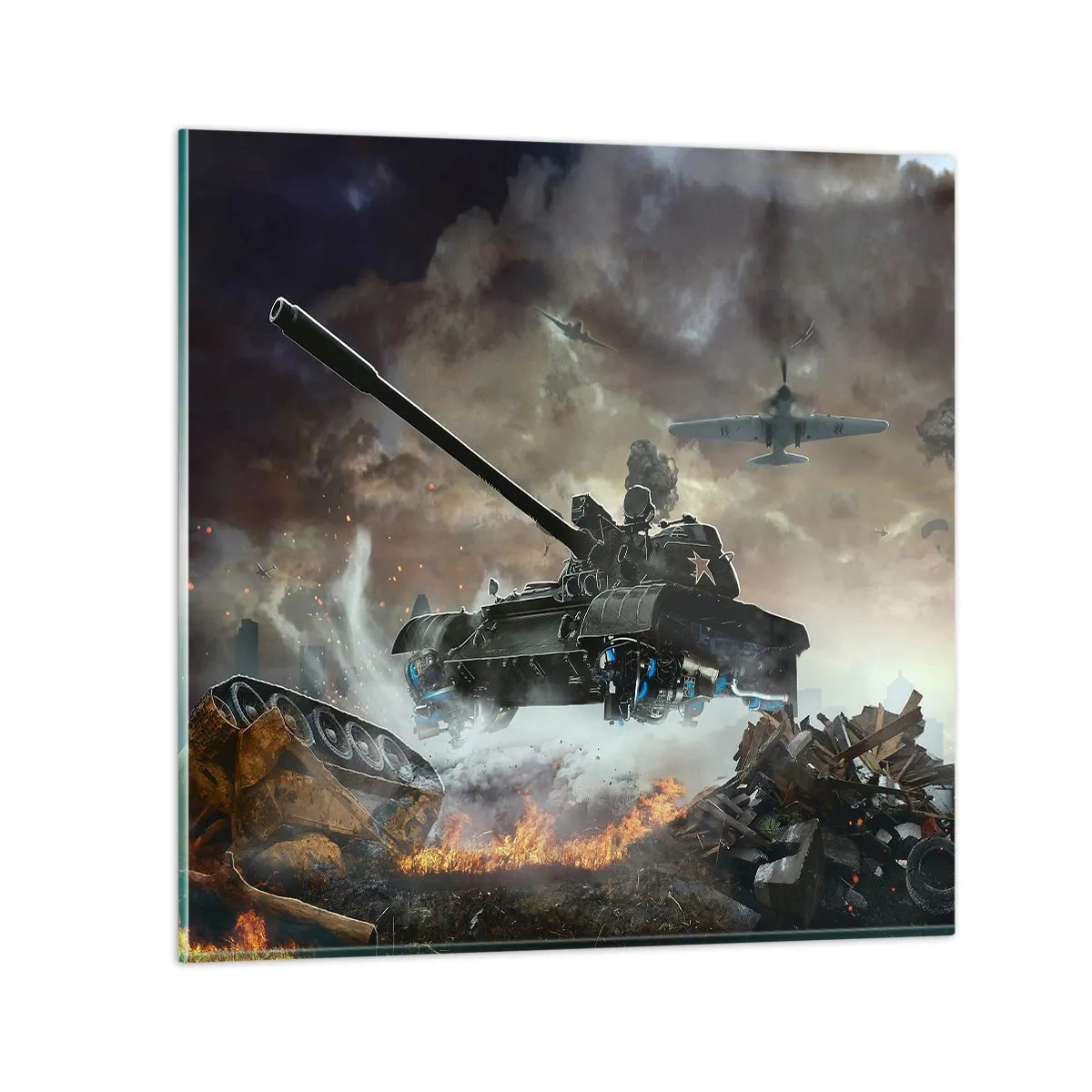 Quadro su vetro - La battaglia bella e terribile - 50x50 cm