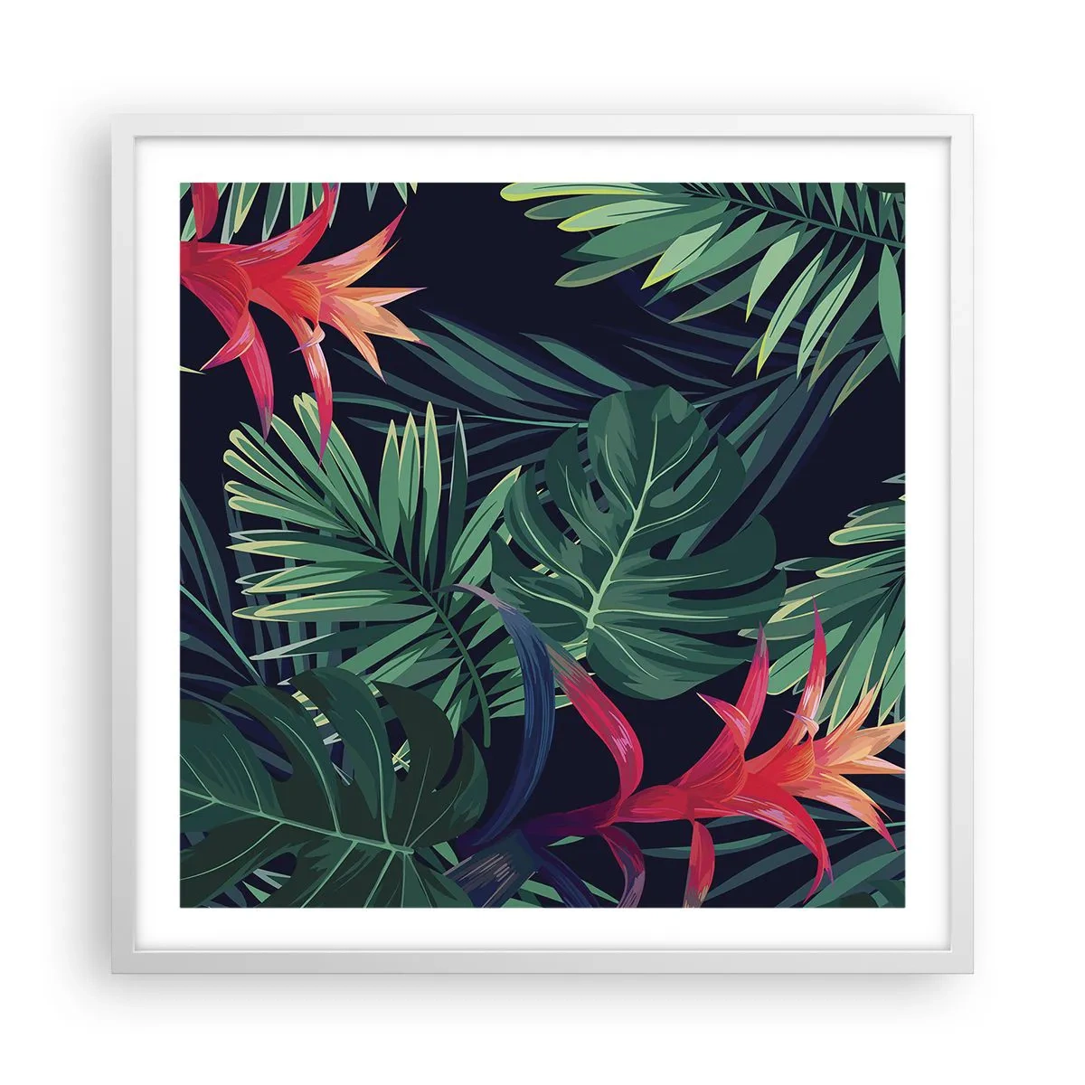 Poster in cornice bianca - Fiammante nel verde - 60x60 cm