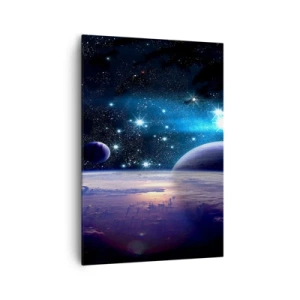 Quadro su tela - Stampe su Tela - Una vista dello spazio con pianeti e stelle - 70x100cm - Sempre da soli? - Decorazione murale moderna per soggiorno e camera da letto ARTTOR