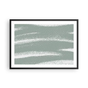 Poster in cornice nera - Onde invernali nei toni del menta e del bianco - 70x50cm - Astrazione in clima invernale - Decorazione murale moderna per soggiorno e camera da letto ARTTOR