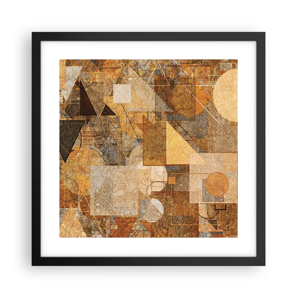 Poster in cornice nera - Studio cubista in marrone - 40x40 cm