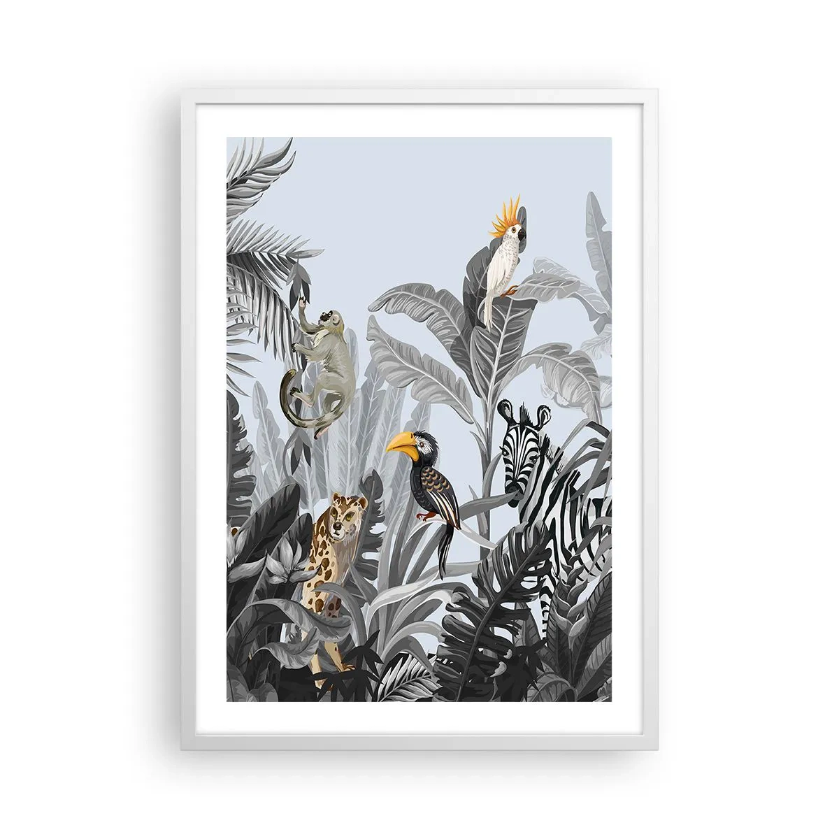 Poster in cornice bianca - Favola africana - 50x70 cm