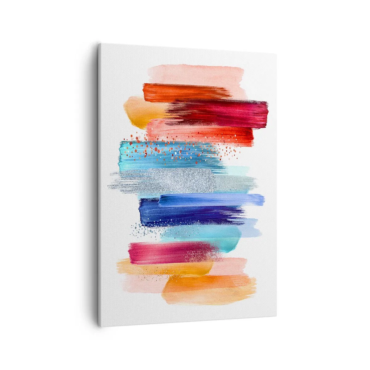 Quadro su tela - Stampe su Tela - Pennellate colorate su sfondo bianco - 50x70cm - In alto e in basso - Decorazione murale moderna per soggiorno e camera da letto ARTTOR