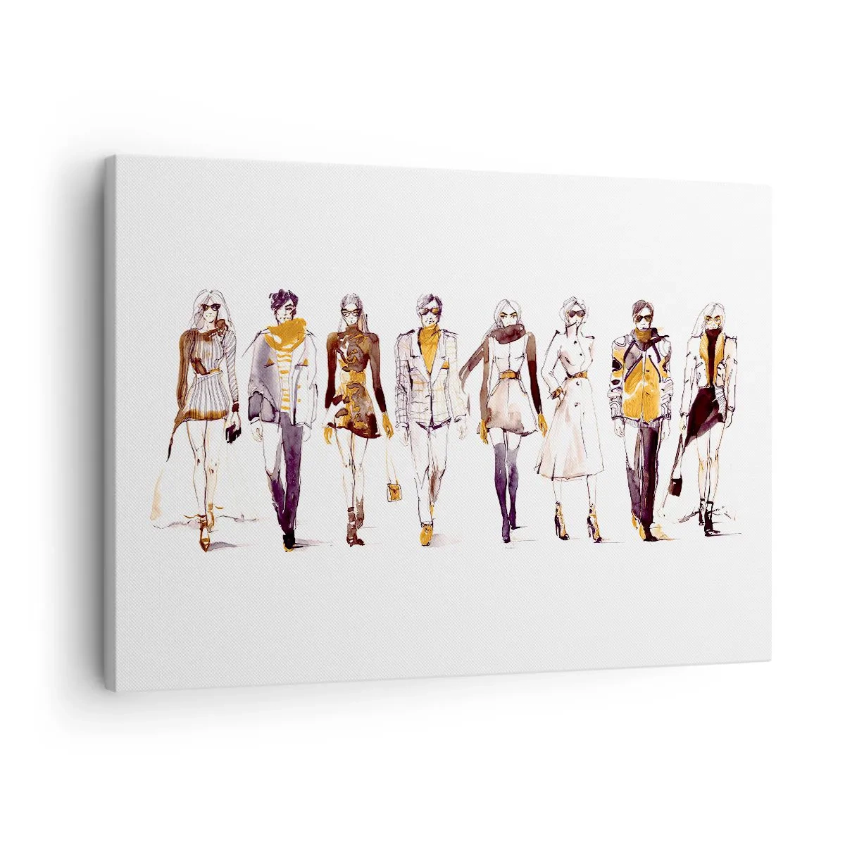 Quadro su tela - Stampe su Tela - Schizzo di un gruppo di persone in abiti alla moda - 70x50cm - Chic naturale, eleganza casual - Decorazione murale moderna per soggiorno e camera da letto ARTTOR
