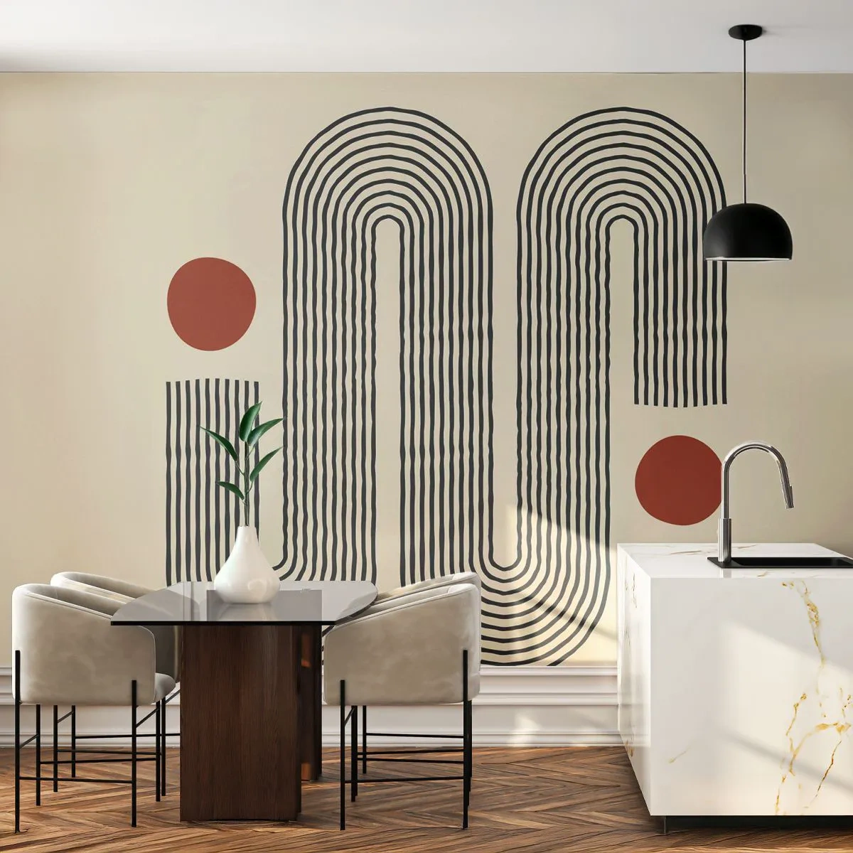 Fotomurali Premium Canvas - Dall'inizio alla fine - Astrazione, Grafica, Minimalismo - 350x256 cm