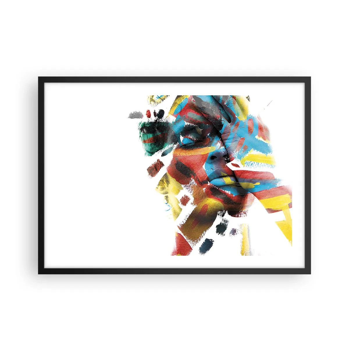 Poster in cornice nera - Ritratto astratto dai colori vivaci - 70x50cm - Personalità colorata - Decorazione murale moderna per soggiorno e camera da letto ARTTOR