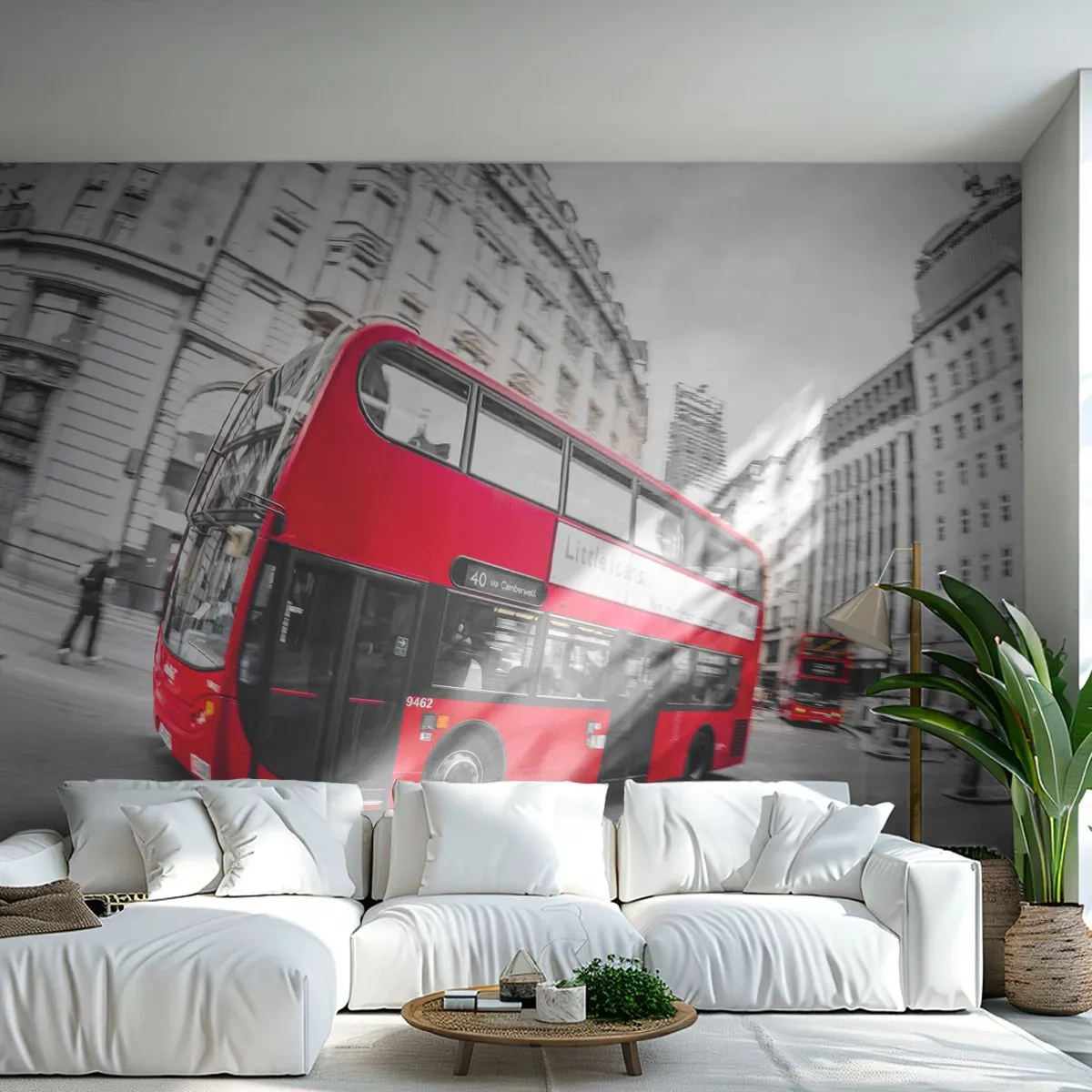 Fotomurali Premium Canvas - Londra tradizionalmente: by bus - Città, Londra, Autobus rosso - 200x140 cm