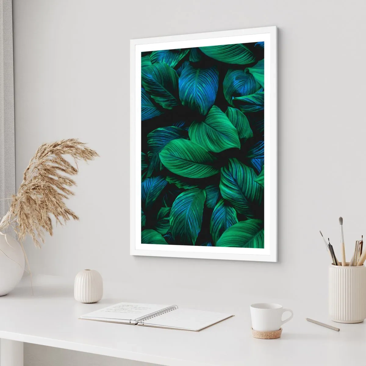 Poster in cornice bianca - Nella folla verde - 61x91 cm