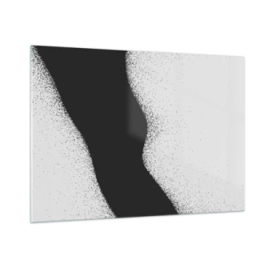 Quadro su vetro - Astrazione minimalista in bianco e nero con gradiente di punti - 100x70cm - Equilibrio fluido - Decorazione murale moderna per soggiorno e camera da letto ARTTOR