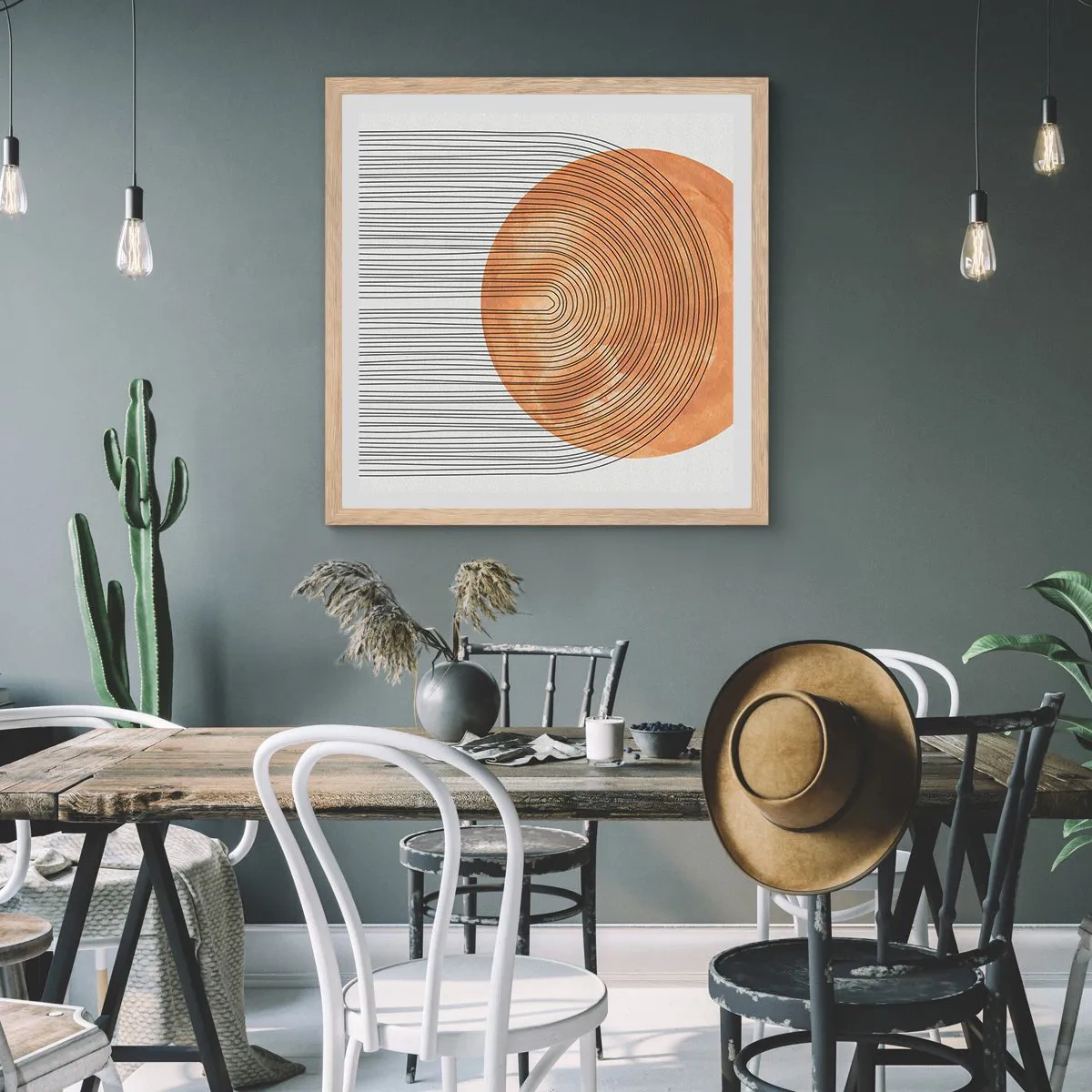 Poster in cornice rovere chiaro - Composizione solare - 40x40 cm