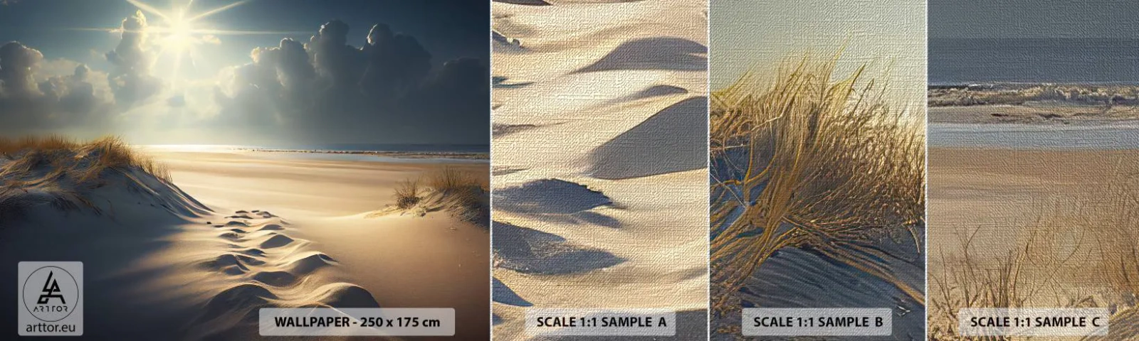 Campione di Fotomurale Premium Canvas - Paesaggio rilassante - Dune, Spiaggia, Oceano - 100x30 cm