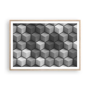 Poster in cornice rovere chiaro - Puzzle cubista - 100x70 cm