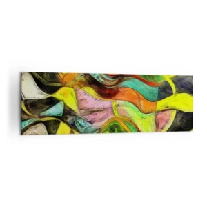Quadro su tela - Stampe su Tela - Una composizione astratta con macchie colorate e linee dinamiche. - 160x50cm - Il movimento è vita - Decorazione murale moderna per soggiorno e camera da letto ARTTOR